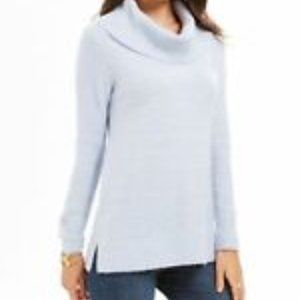 NWTStyle & Co Women's Lurex Cowl-Neck Sweater Light Blue Size X Large
